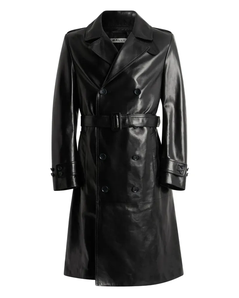 Bally double-breasted belted leather coat - Schwarz Schwarz
