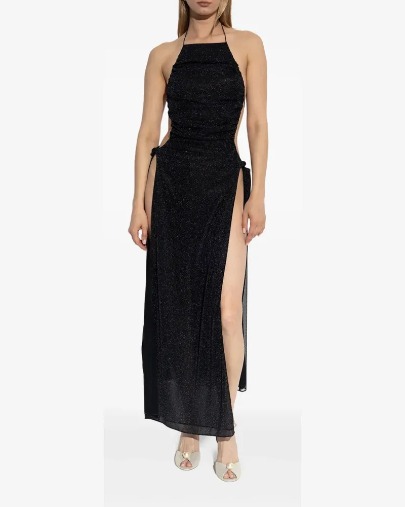 Oséree Neckholder-Kleid mit Raffungen - Schwarz Schwarz