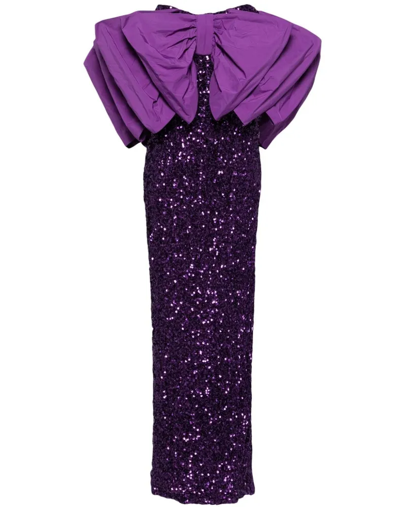 ROTATE Birger Christensen Paillettenkleid mit Schleife - Violett Violett