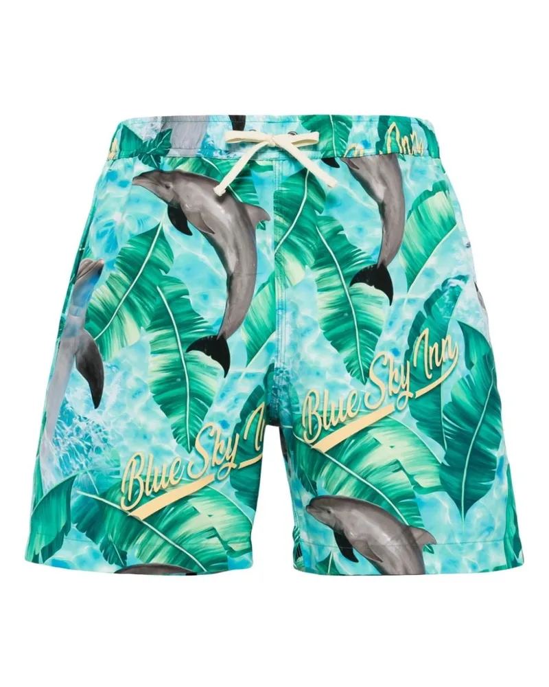 Blue Sky Inn Badeshorts mit Delfin-Print Blau