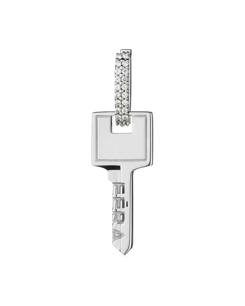 EÉRA Kleiner 18kt Key Weißgoldohrring Weiß