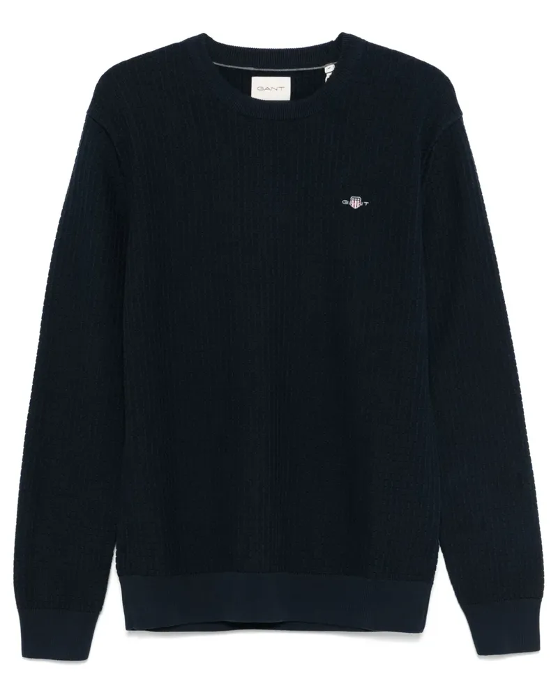 Gant Pullover in Waffelstrick - Blau Blau