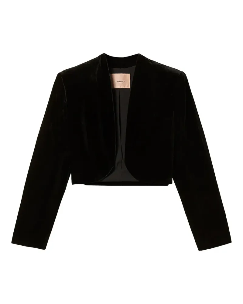 Twin-Set Spencer Jacke aus Samt - Schwarz Schwarz