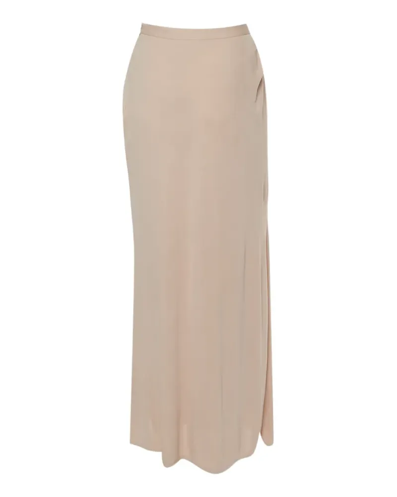 Roberto Cavalli lace-print slit-detail maxi skirt - Nude Nude