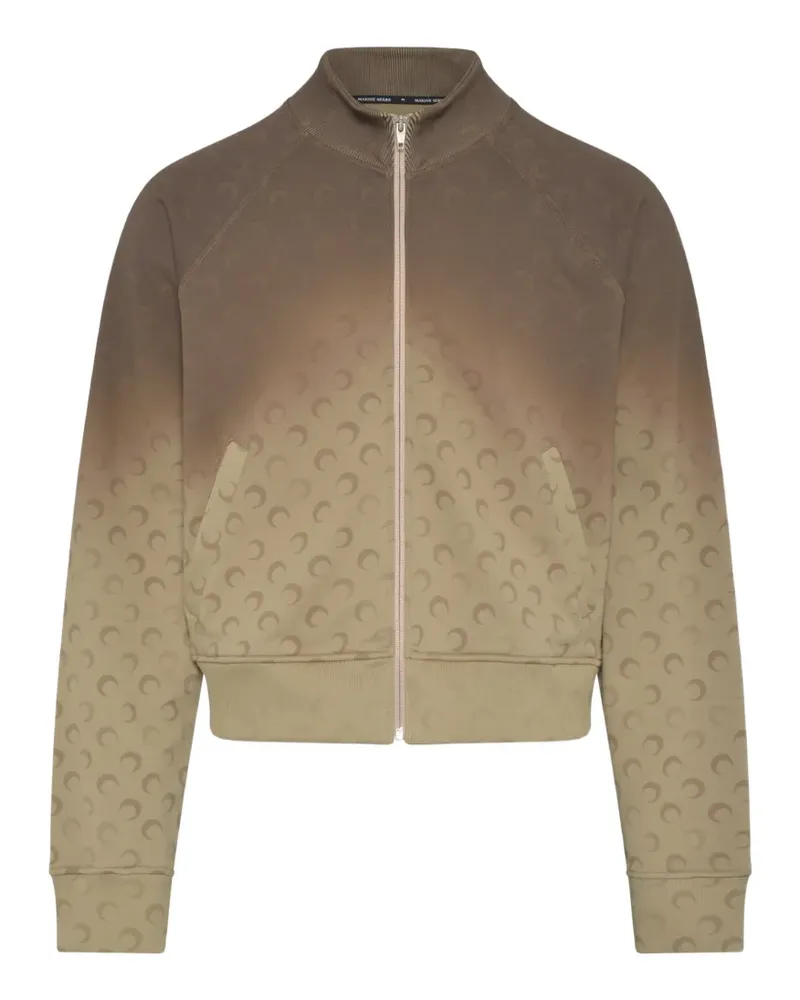 Marine Serre Moon-print zip-up sweater - Braun Braun