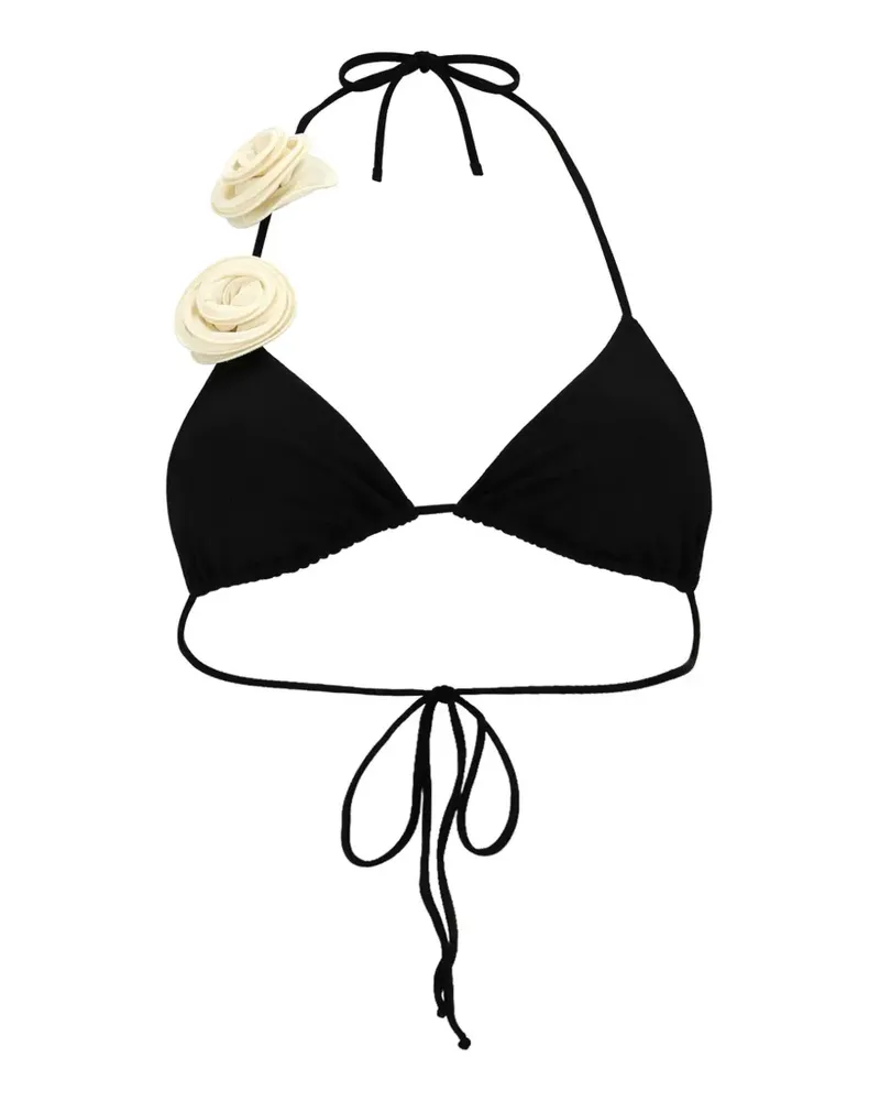La Reveche Bikinioberteil mit Blumenapplikation - Schwarz Schwarz