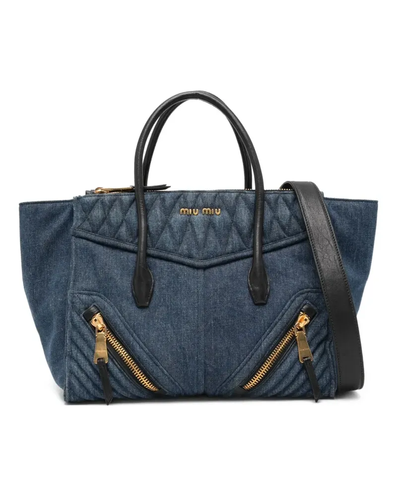 Miu Miu quilted-panel tote bag - Blau Blau