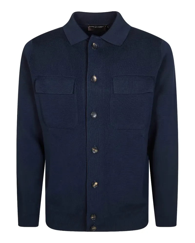 Filippo de Laurentiis Geknöpfte Strickjacke mit Brusttaschen - Blau Blau