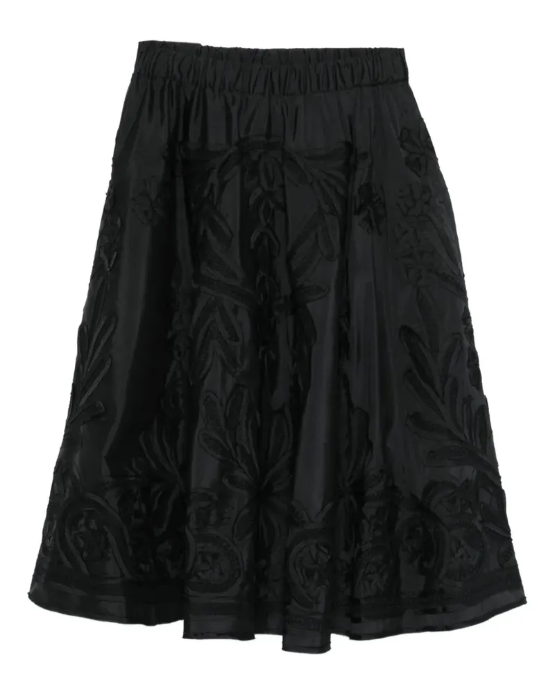 P.A.R.O.S.H. P.A.R.O H. Midirock mit Blumenstickerei - Schwarz Schwarz