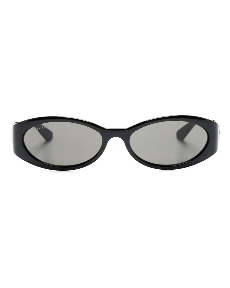 Gucci Sonnenbrille mit ovalem Gestell - Schwarz Schwarz