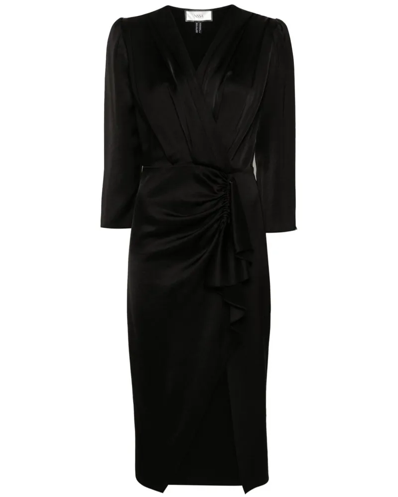 NISSA Gerüschtes Midikleid mit Falten - Schwarz Schwarz