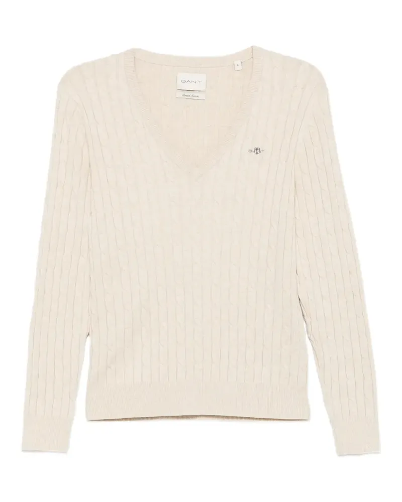 Gant cable-knit V-neck sweater - Nude Nude