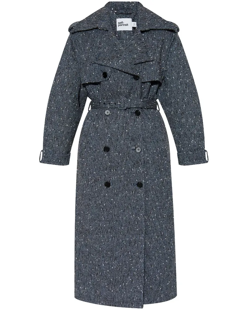 Self-Portrait Trenchcoat mit Gürtel - Blau Blau