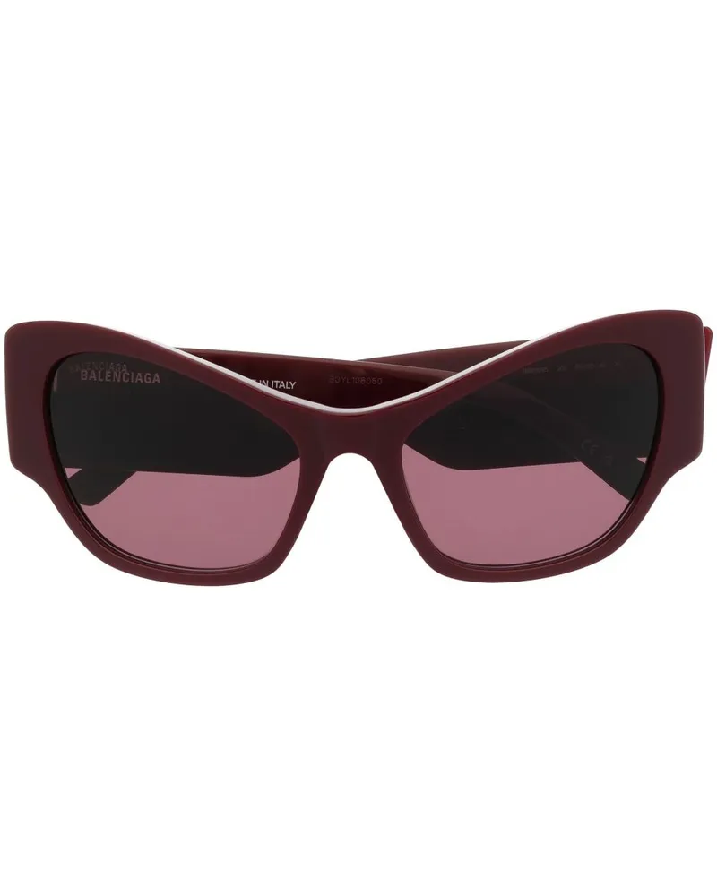 Balenciaga Cat-Eye-Sonnenbrille mit Emaille-Logo - Rot Rot