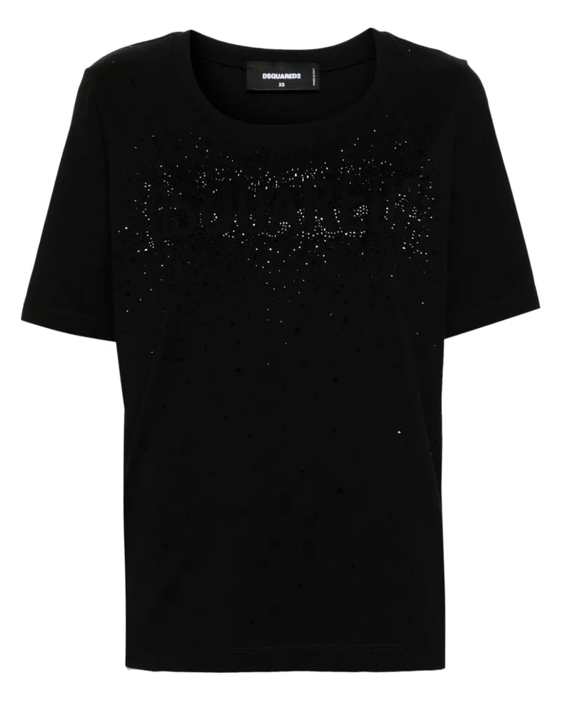 Dsquared2 T-Shirt mit Strass-Logo Schwarz