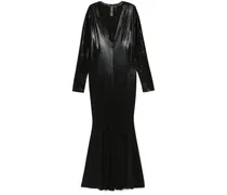 Kleid mit V-Ausschnitt - Schwarz