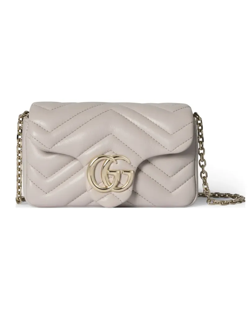 Gucci mini GG Marmont chevron-quilting logo-buckle shoulder bag - Nude Nude