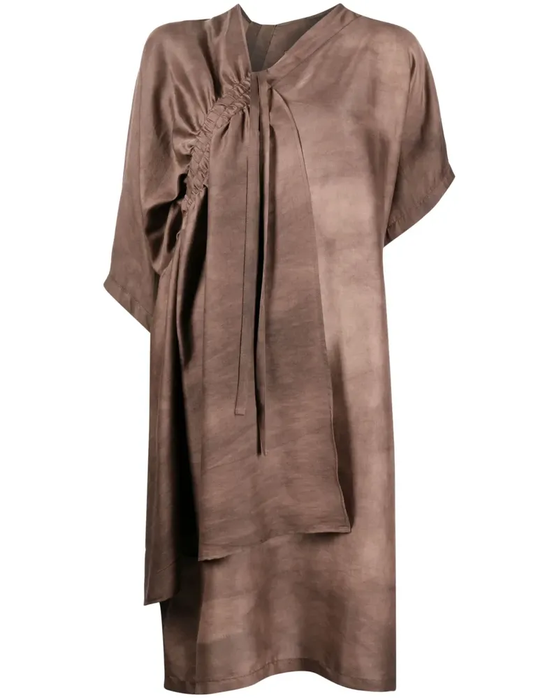 Uma Wang T-Shirt mit asymmetrischem Saum - Braun Braun