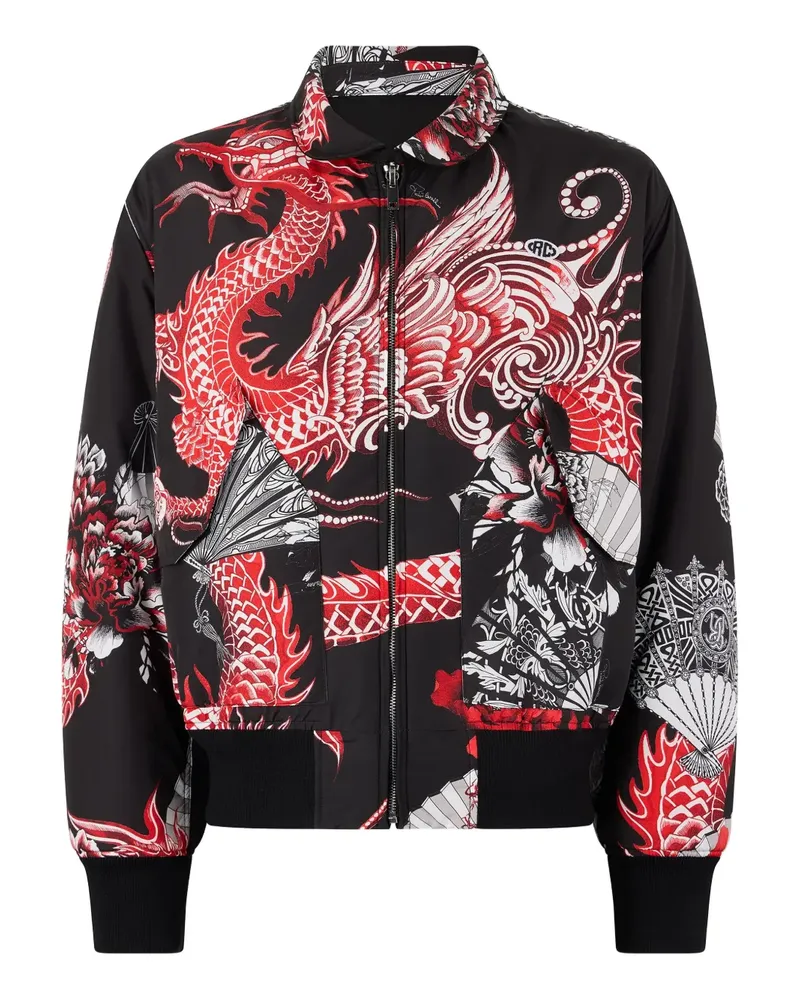 Roberto Cavalli Wendbare Bomberjacke mit Drachen-Print - Schwarz Schwarz