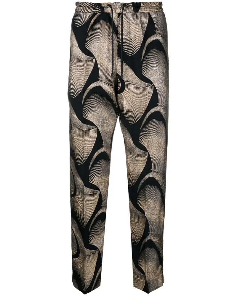 Dries van Noten Jacquard-Hose mit Kordelzug Schwarz