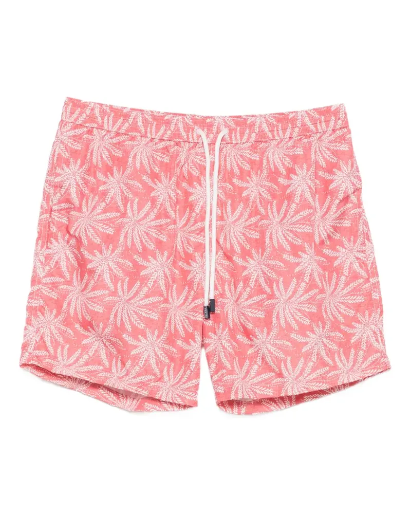 BARBA Kordelzug-Badeshorts mit Palmen-Print - Orange Orange