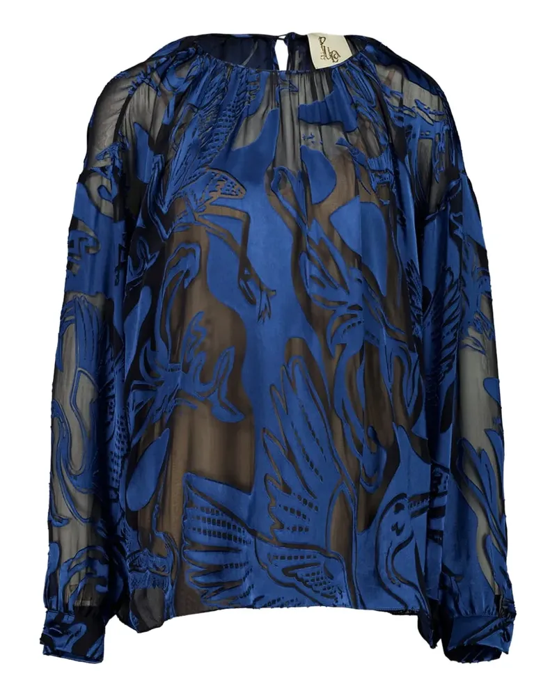 PAULA Devoré-Bluse - Blau Blau
