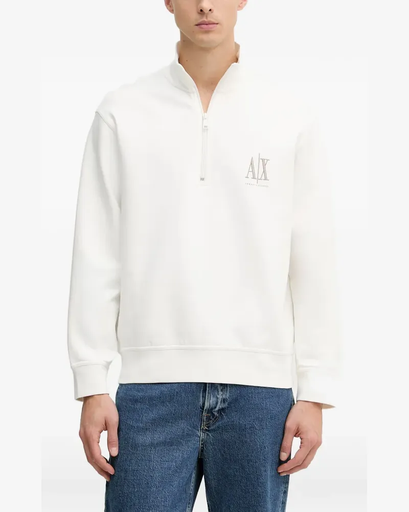 Armani Exchange logo-embroidered quarter-zip sweater - Weiß Weiß