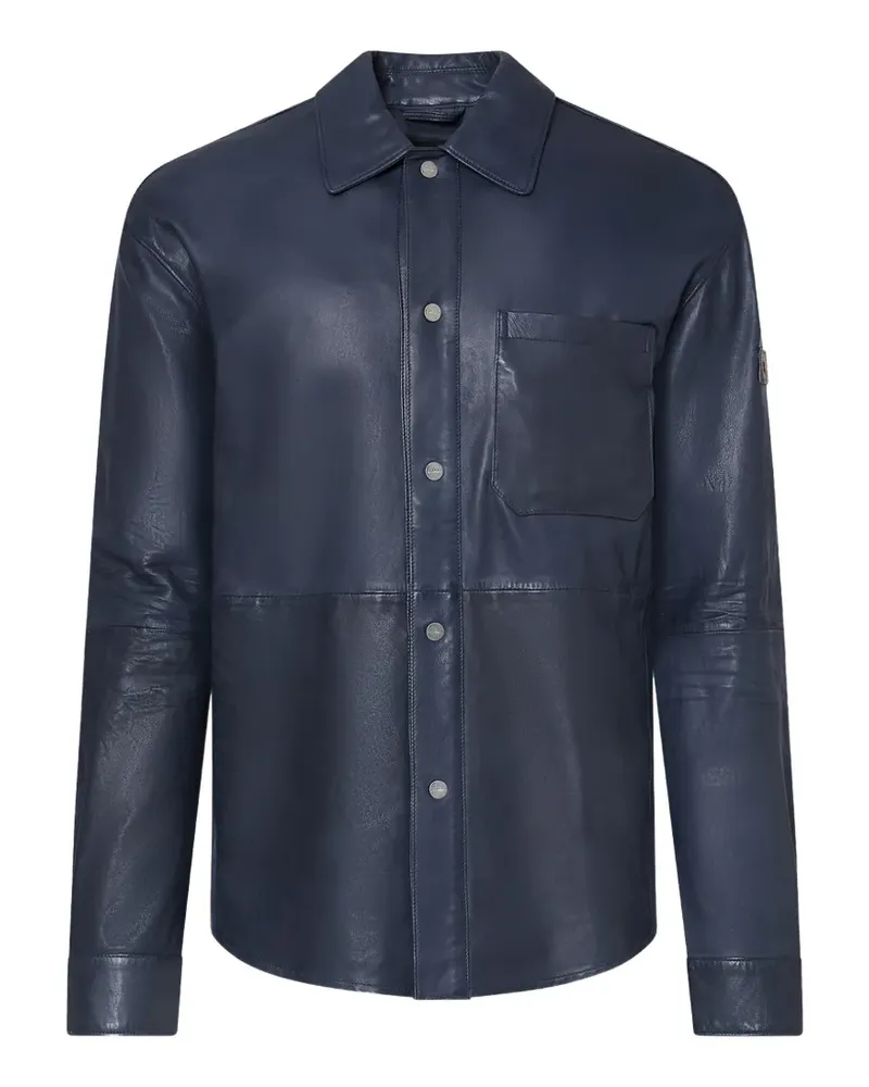 Peuterey chest-pocket leather overshirt - Blau Blau