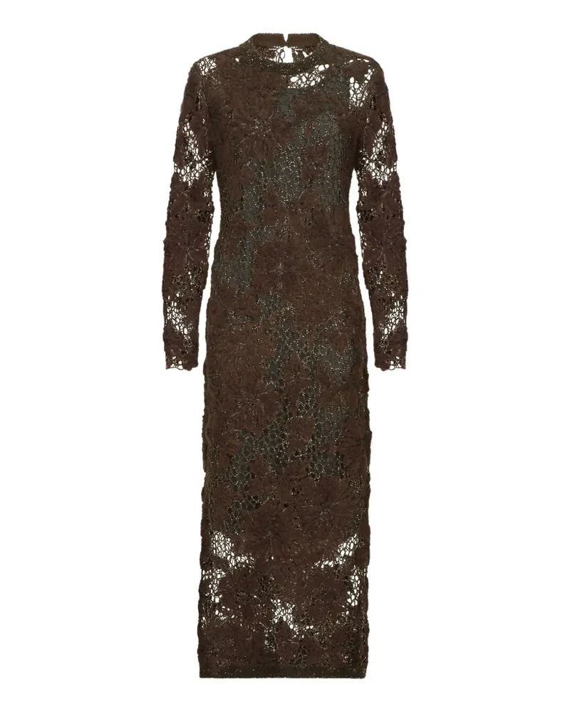 Brunello Cucinelli whispering bloom-embroidery knit dress in sparkling mohair and wool - Braun Braun