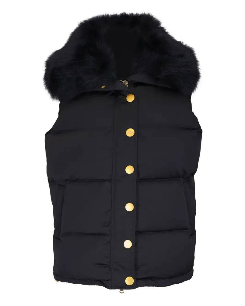 L'Agence Geknöpfte Nalo Weste mit Kragen aus Faux Fur - Schwarz Schwarz