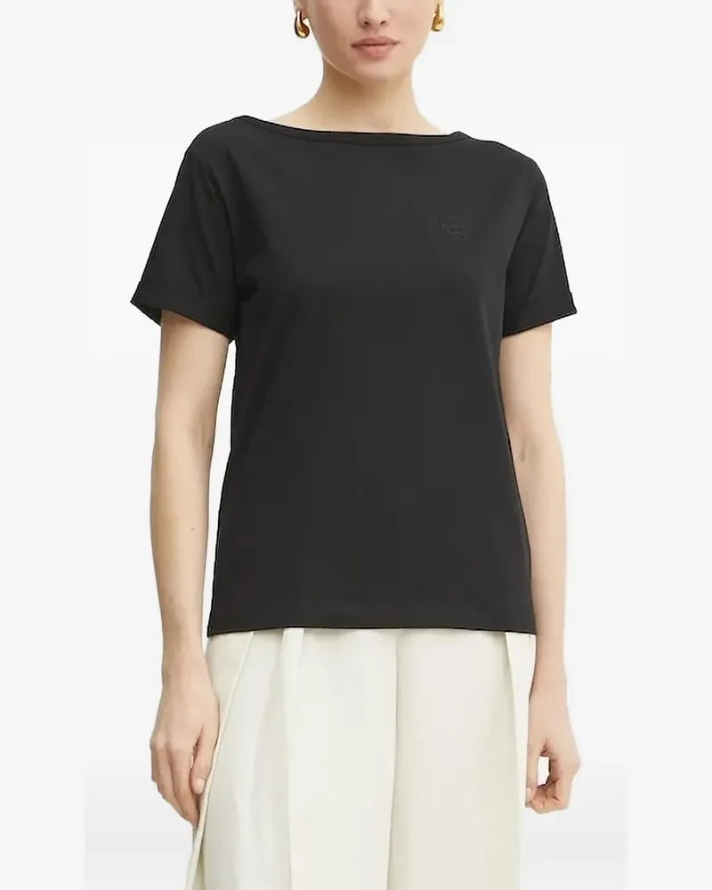 Liviana Conti T-Shirt mit U-Boot-Ausschnitt - Schwarz Schwarz