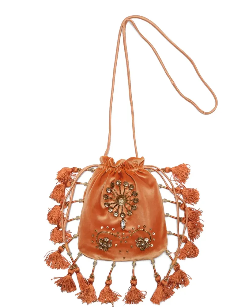 Maliparmi bead-embellished tassel cross body bag - Orange Orange
