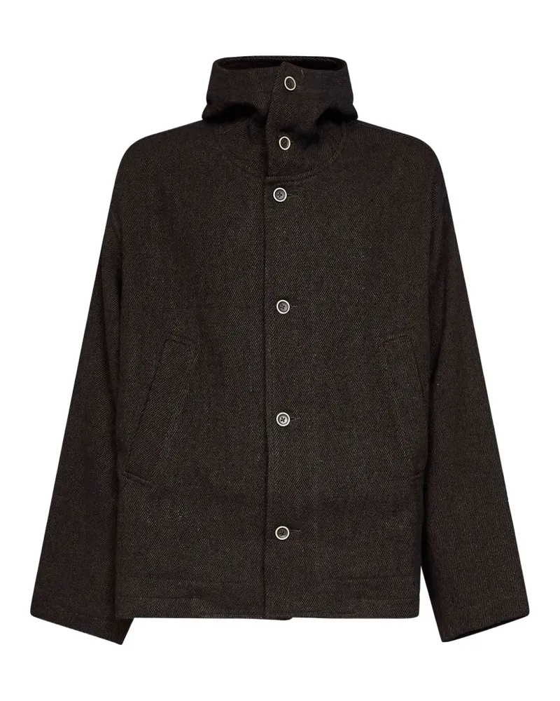 Uma Wang Kapuzenjacke mit Knöpfen - Schwarz Schwarz