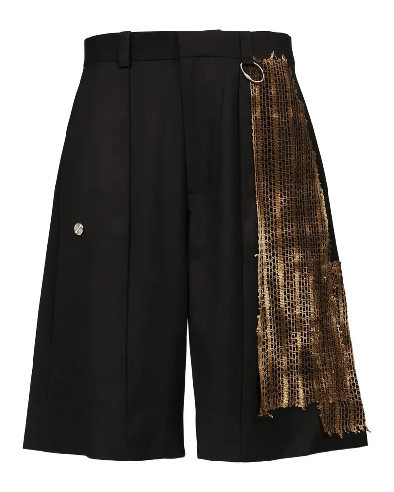 Pace crochet-detail pleated shorts - Schwarz Schwarz