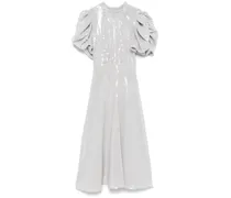 Pailletten-Midikleid mit Puffärmeln - Grau