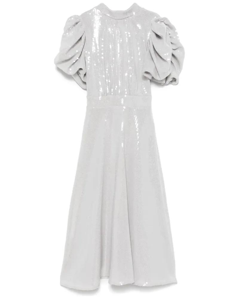 ROTATE Birger Christensen Pailletten-Midikleid mit Puffärmeln - Grau Grau