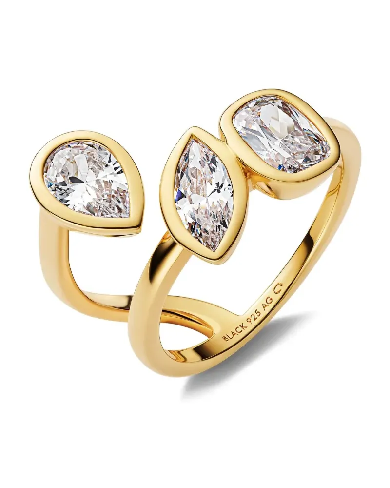 Maria Black Ring aus Sterlingsilber mit Stein im Tropfenschliff - Gold Gold