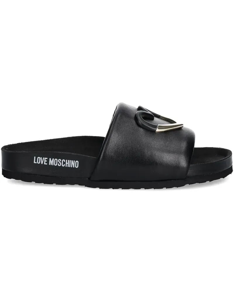 Moschino Pantoletten mit Logo-Print - Schwarz Schwarz