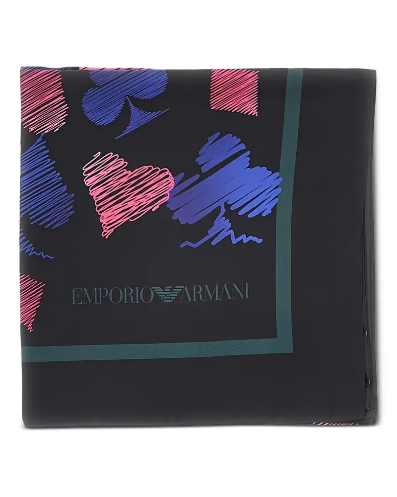 Emporio Armani Schal mit grafischem Print - Schwarz Schwarz