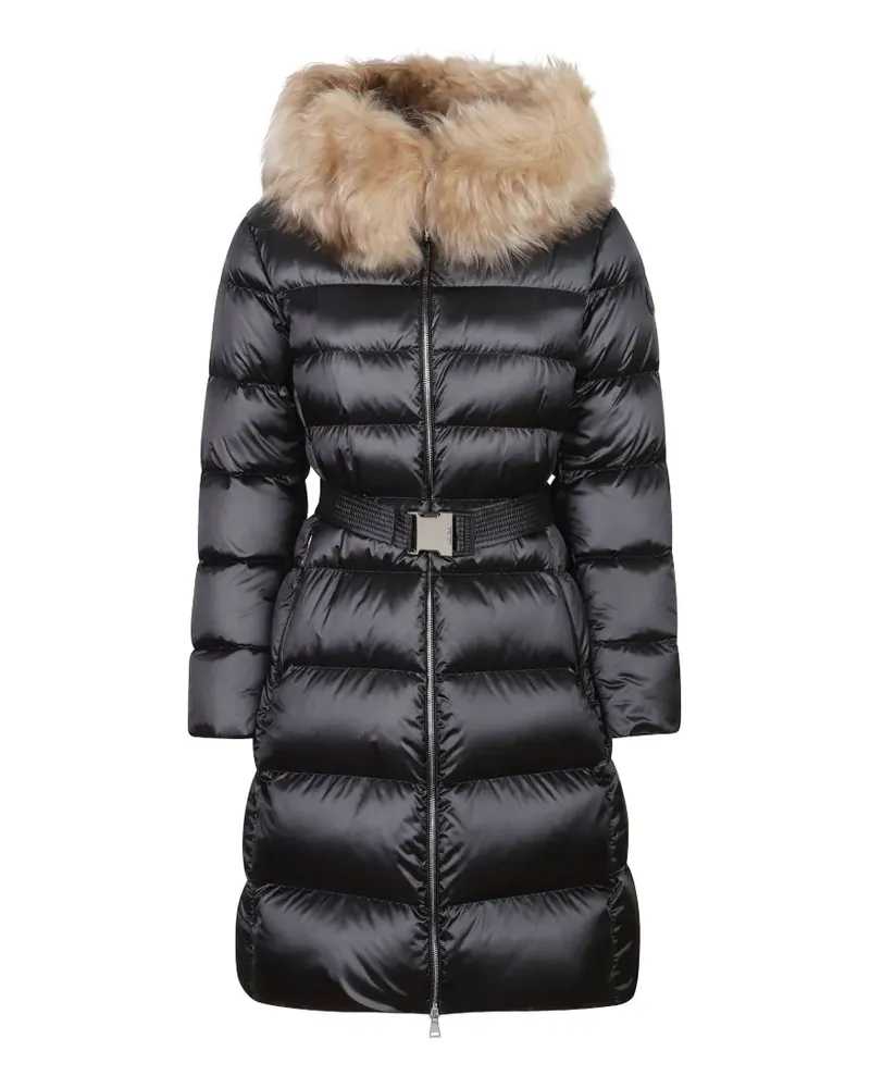 Moncler Mantel mit Pelzbesatz - Schwarz Schwarz