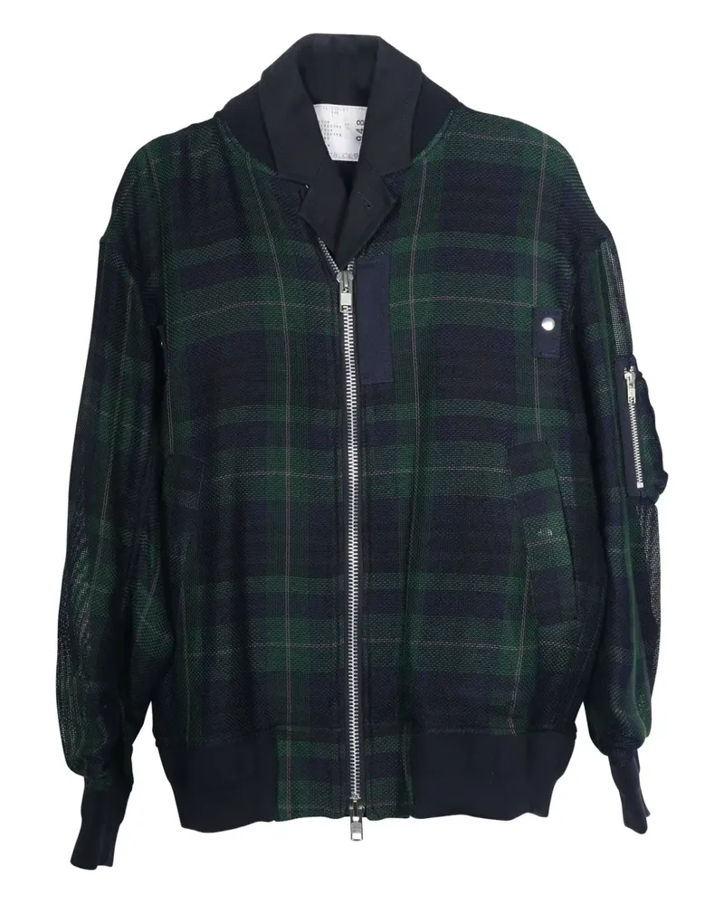 Sacai checked bomber jacket - Blau Blau