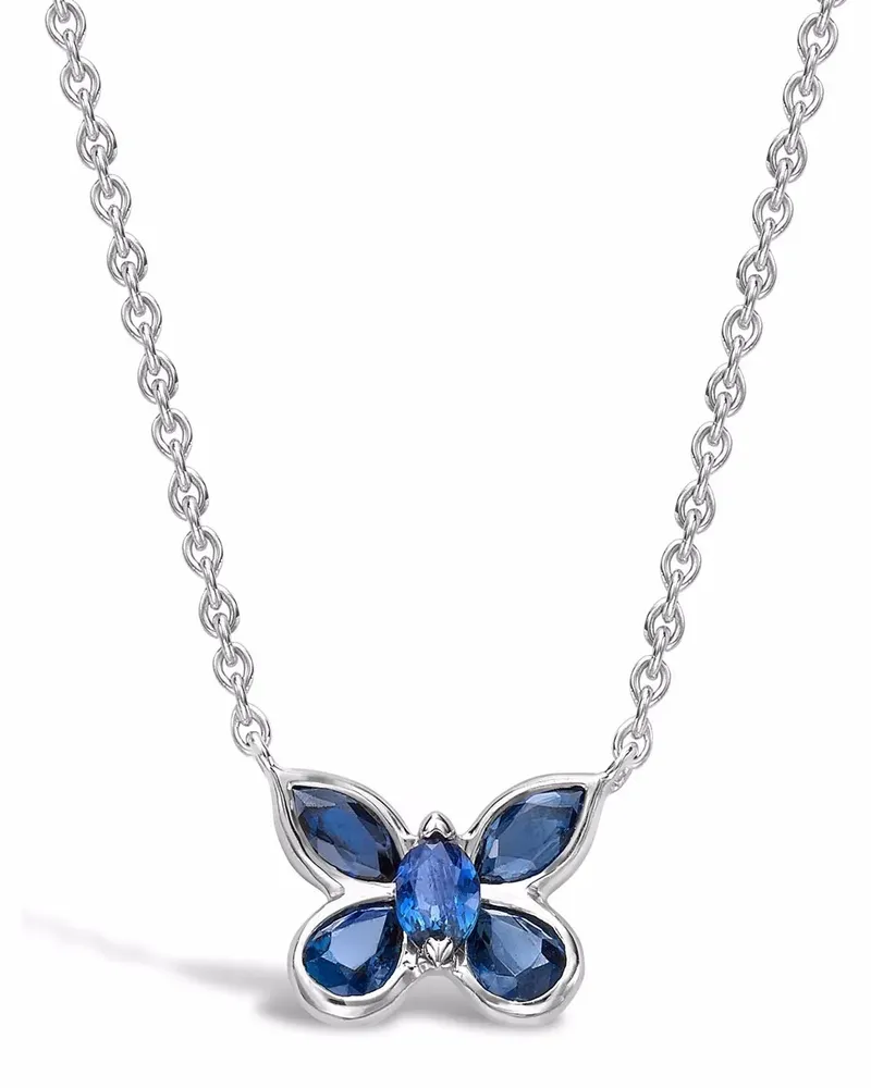 Pragnell 18kt Weißgoldhalskette mit Saphiren - Silber Silber