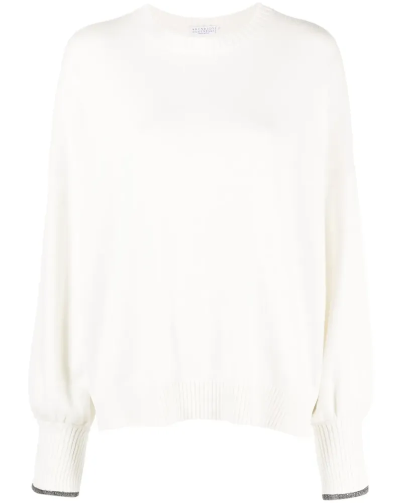 Brunello Cucinelli Kaschmirpullover mit Rundhalsausschnitt - Weiß Weiß