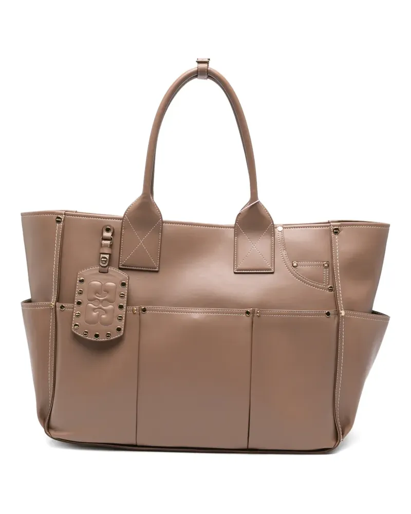 Ganni multi-pocket tote bag - Braun Braun