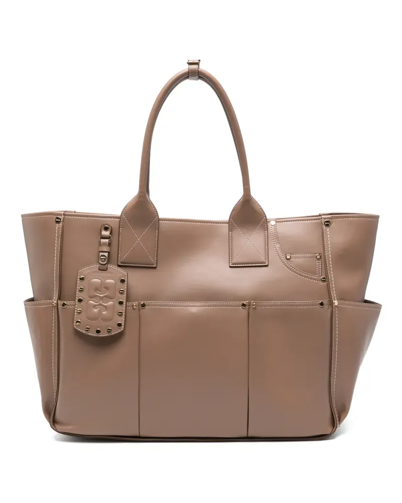 Ganni multi-pocket tote bag - Braun Braun