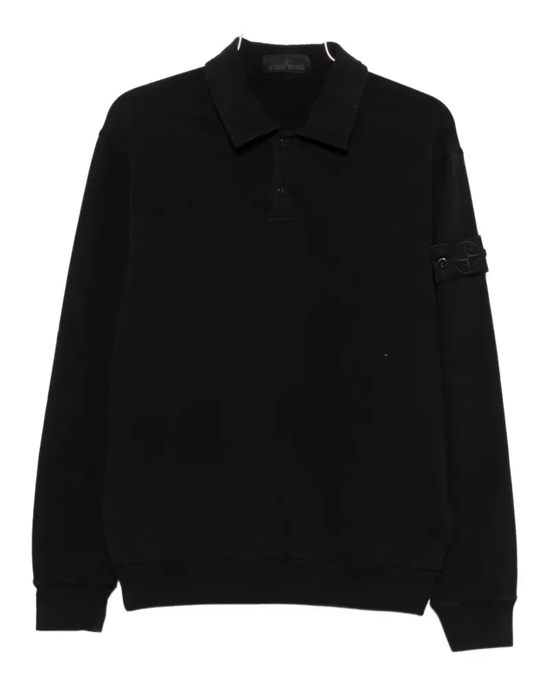 Stone Island logo-patch long-sleeve polo shirt - Schwarz Schwarz