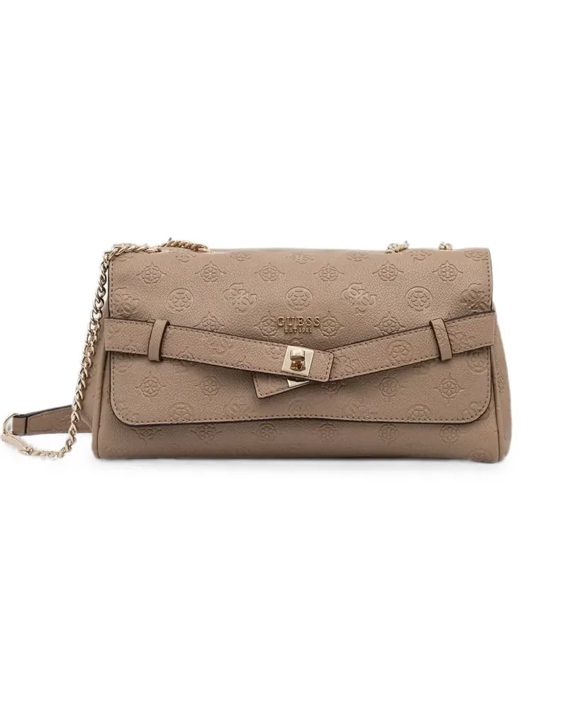 Guess Schultertasche mit Monogramm-Prägung - Nude Nude