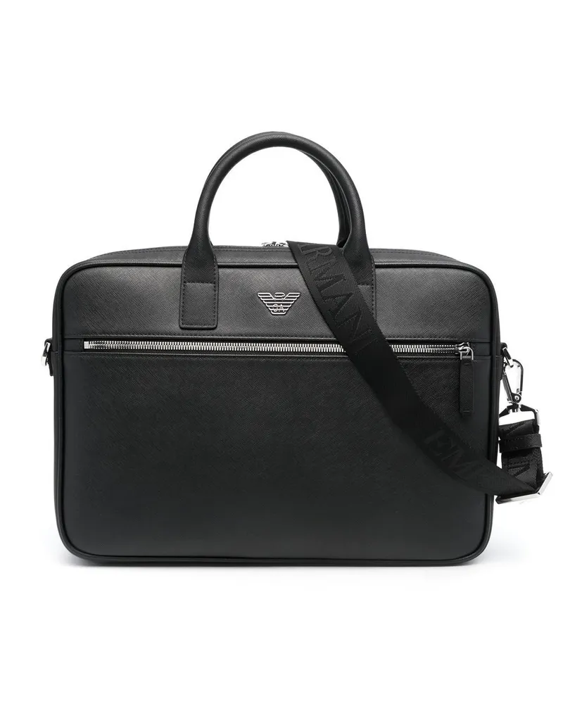 Emporio Armani Laptoptasche mit Logo-Schild - Schwarz Schwarz