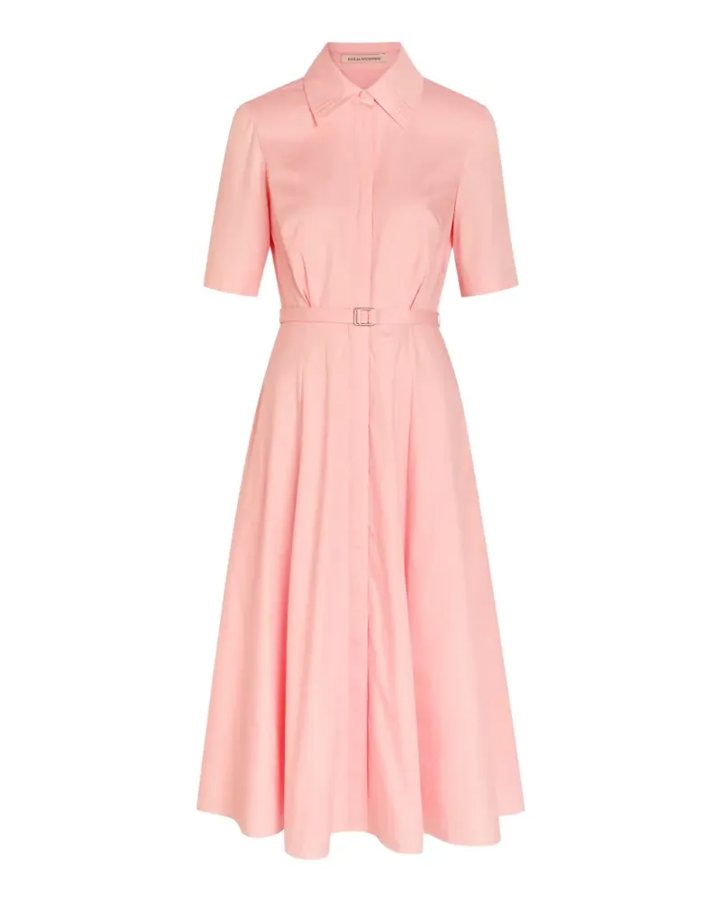 EMILIA WICKSTEAD belted pleated-collar midi dress - Rosa Rosa