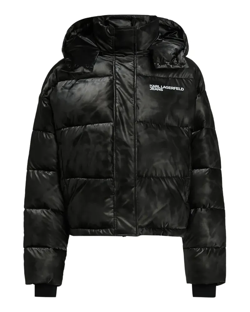 Karl Lagerfeld Glänzende Cropped-Steppjacke - Schwarz Schwarz